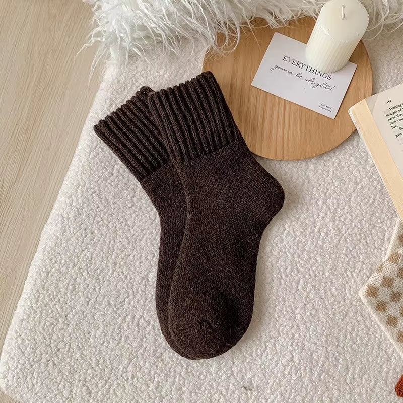 1 Pairs Winter Thickened Wool Socks Women’S Breathable Comfortable Plush Low Tube Snow Socks Korean Simple Warm Cashmere Socks
